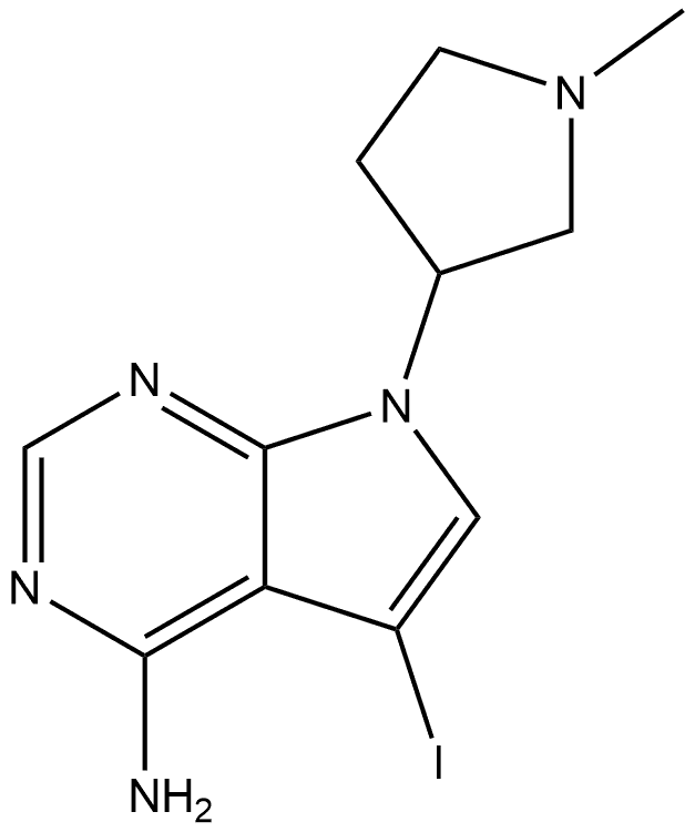 5-iodo-7-(1-methylpyrrolidin-3-yl)-7H-pyrrolo[2,3-d]pyrimidin-4-amine 结构式