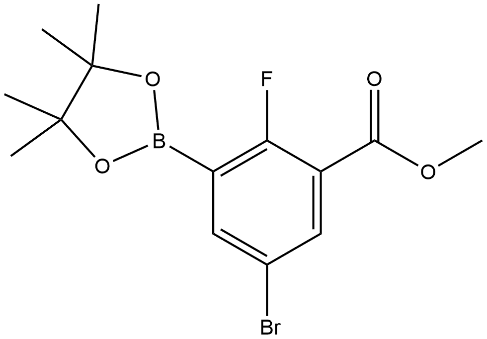 METHYL 5-BROMO-2-FLUORO-3-(4,4,5,5-TETRAMETHYL-1,3,2-DIOXABOROLAN-2-YL)BENZOATE 结构式