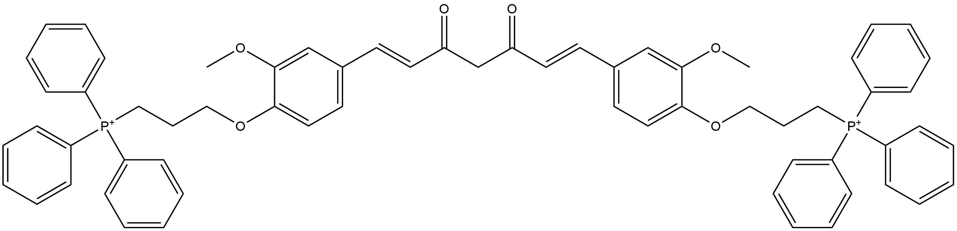 Phosphonium, 1,1-[[(1E,6E)-3,5-dioxo-1,6-heptadiene-1,7-diyl]bis[(2-methoxy-4,1-phenylene)oxy-3,1-propanediyl]]bis[1,1,1-triphenyl- (ACI) 结构式