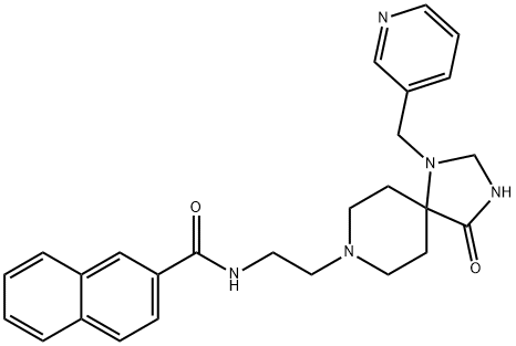 2-Naphthalenecarboxamide, N-[2-[4-oxo-1-(3-pyridinylmethyl)-1,3,8-triazaspiro[4.5]dec-8-yl]ethyl]- 结构式
