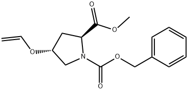 1,2-Pyrrolidinedicarboxylic acid, 4-(ethenyloxy)-, 2-methyl 1-(phenylmethyl) ester, (2S,4R)- 结构式