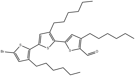 [2,2':5',2''-Terthiophene]-5-carboxaldehyde, 5''-bromo-3',3'',4-trihexyl- 结构式