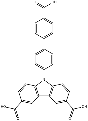 9H-Carbazole-3,6-dicarboxylic acid, 9-(4'-carboxy[1,1'-biphenyl]-4-yl)- 结构式