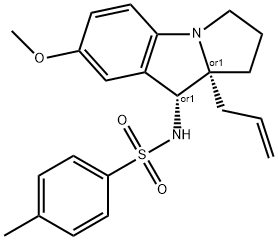 Benzenesulfonamide, 4-methyl-N-[(9R,9aR)-2,3,9,9a-tetrahydro-7-methoxy-9a-(2-propen-1-yl)-1H-pyrrolo[1,2-a]indol-9-yl]-, rel- 结构式