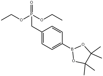 4-(4,4,5,5-四甲基-1,3,2-二氧硼杂环戊烷-2-基)苄基膦酸二乙酯 结构式