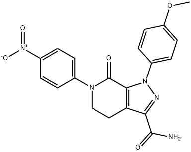 1H-Pyrazolo[3,4-c]pyridine-3-carboxamide, 4,5,6,7-tetrahydro-1-(4-methoxyphenyl)-6-(4-nitrophenyl)-7-oxo- 结构式