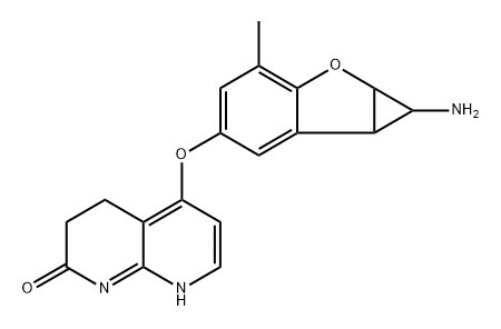 5-((1-amino-3-methyl-1a,6b-dihydro-1H-cyclopropa[b]benzofuran-5-yl)oxy)-3,4-dihydro-1,8-naphthyridin-2(1H)-one 结构式
