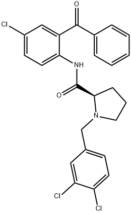 (R)-N-(2-benzoyl-4-chlorophenyl)-1-(3,4-dichlorobenzyl)pyrrolidine-2-carboxamide 结构式