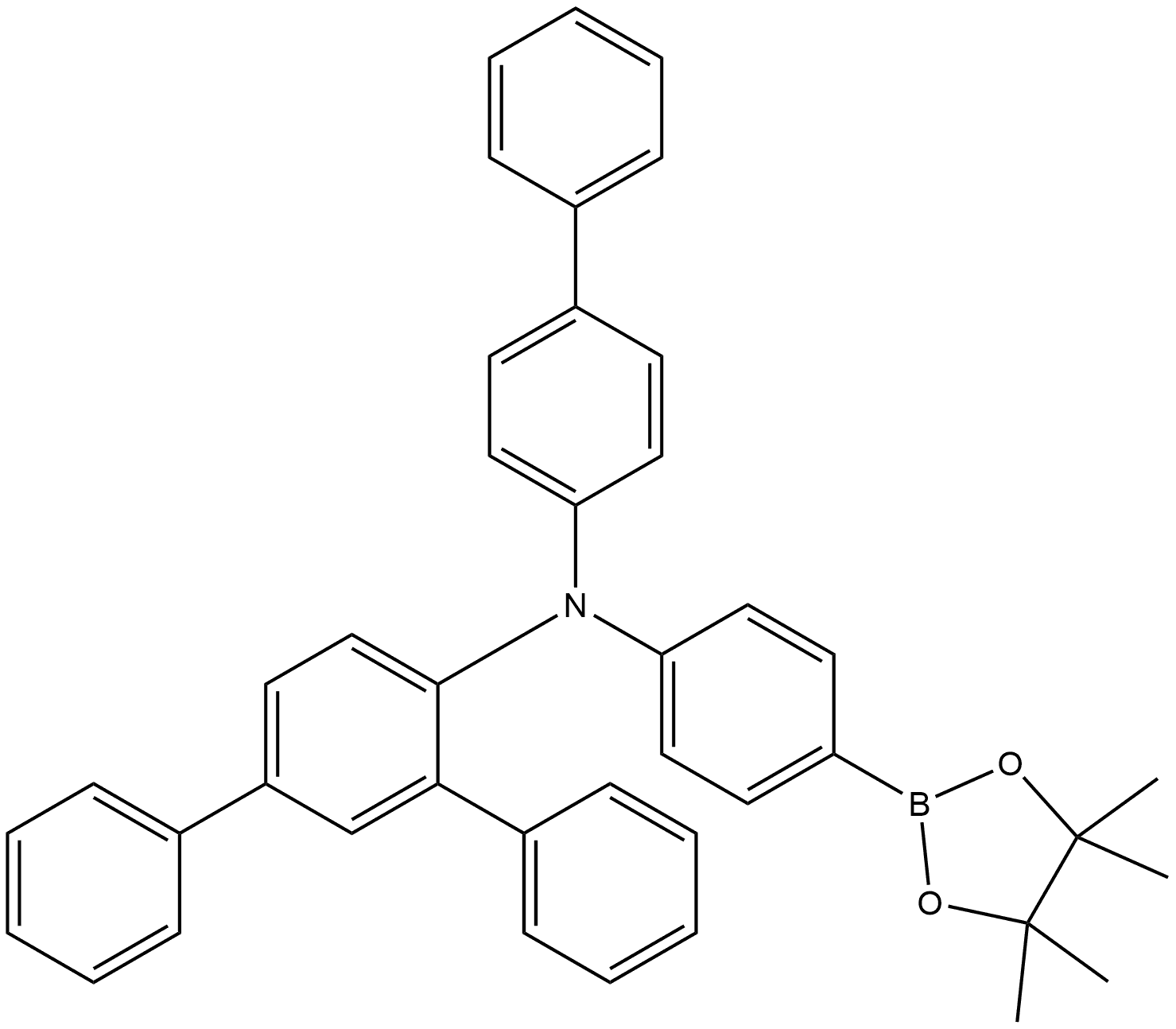 N-[1,1′-Biphenyl]-4-yl-N-[4-(4,4,5,5-tetramethyl-1,3,2-dioxaborolan-2-yl)phenyl][1,1′:3′,1′′-terphenyl]-4′-amine 结构式