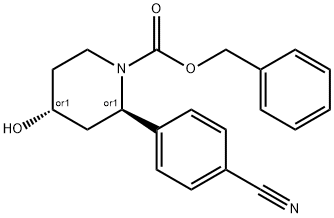 1-Piperidinecarboxylic acid, 2-(4-cyanophenyl)-4-hydroxy-, phenylmethyl ester, (2R,4R)-rel- 结构式