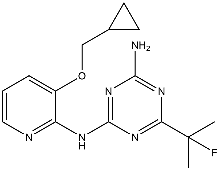 N2-(3-(cyclopropylmethoxy)pyridin-2-yl)-6-(2-fluoropropan-2-yl)-1,3,5-triazine-2,4-diamine 结构式