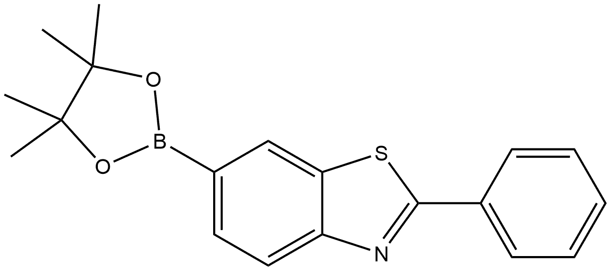 2-苯基-6-(4,4,5,5-四甲基-1,3,2-二氧杂硼烷-2-基)苯并噻唑 结构式