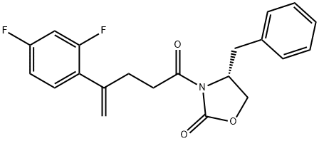 (R)-4-苄基-3-((3S,5R)-5-(2,4-二氟代苯基)-5-(碘代甲基)氧杂环戊烷-3-甲酰基)-2-噁唑烷酮 结构式