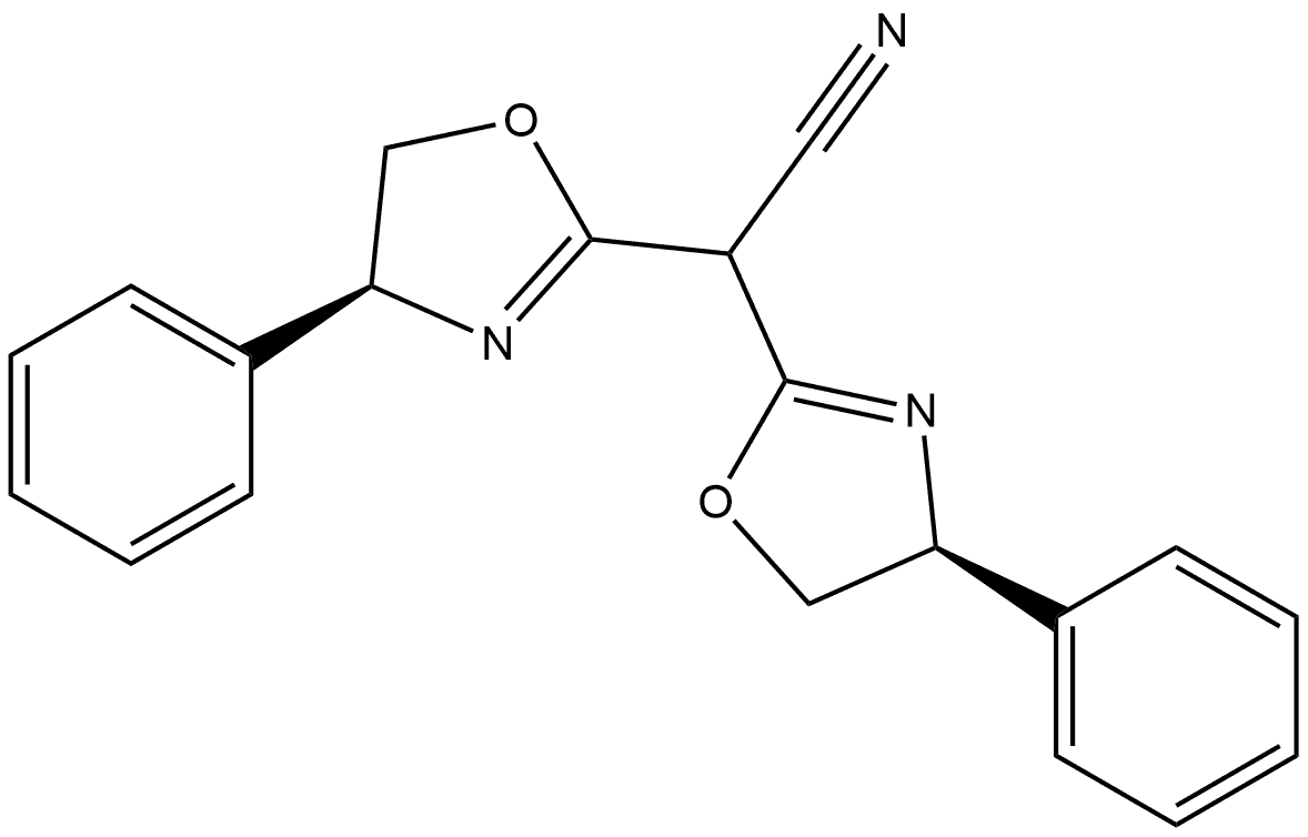 (4S)-Α-[(4S)-4,5-二氢-4-苯基-2-唑基]-4,5-二氢-4-苯基-2-唑乙腈 结构式