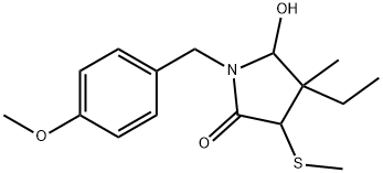 2-Pyrrolidinone, 4-ethyl-5-hydroxy-1-[(4-methoxyphenyl)methyl]-4-methyl-3-(methylthio)- 结构式