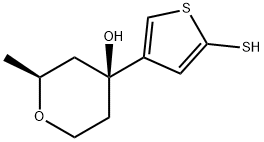 2H-Pyran-4-ol, tetrahydro-4-(5-mercapto-3-thienyl)-2-methyl-, (2S-trans)- (9CI) 结构式
