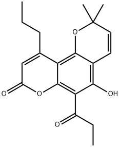 2H,8H-Benzo[1,2-b:3,4-b']dipyran-8-one, 5-hydroxy-2,2-dimethyl-6-(1-oxopropyl)-10-propyl- 结构式