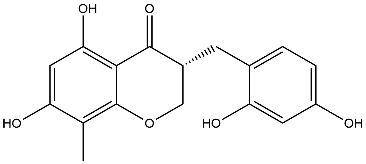 (3R)-3-[(2,4-Dihydroxyphenyl)methyl]-2,3-dihydro-5,7-dihydroxy-8-methyl-4H-1-benzopyran-4-one 结构式