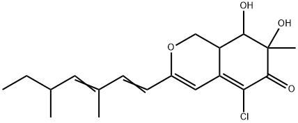 6H-2-Benzopyran-6-one, 5-chloro-3-(3,5-dimethyl-1,3-heptadienyl)-1,7,8,8a-tetrahydro-7,8-dihydroxy-7-methyl- (9CI) 结构式