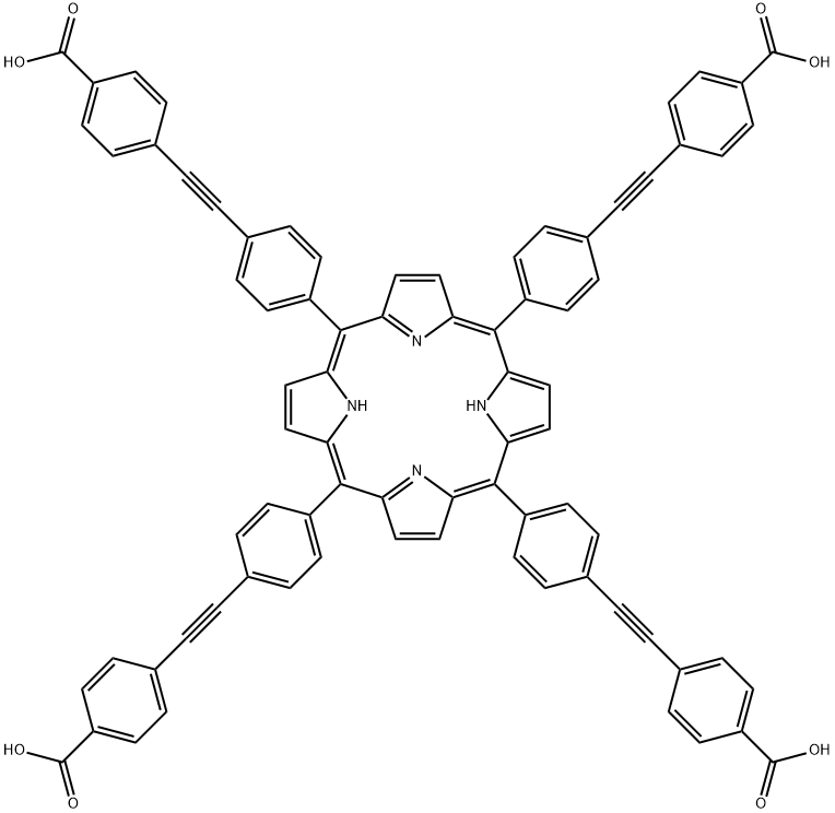 Benzoic acid, 4,4',4'',4'''-[21H,23H-porphine-5,10,15,20-tetrayltetrakis(4,1-phenylene-2,1-ethynediyl)]tetrakis- 结构式