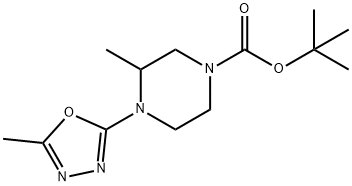 tert-Butyl 3-methyl-4-(5-methyl-1,3,4-oxadiazol-2-yl)piperazine-1-carboxylate 结构式