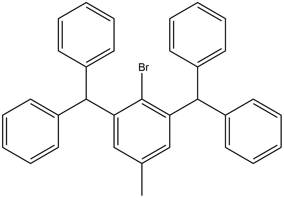 2-Bromo-1,3-bis(diphenylmethyl)-5-methylbenzene 结构式