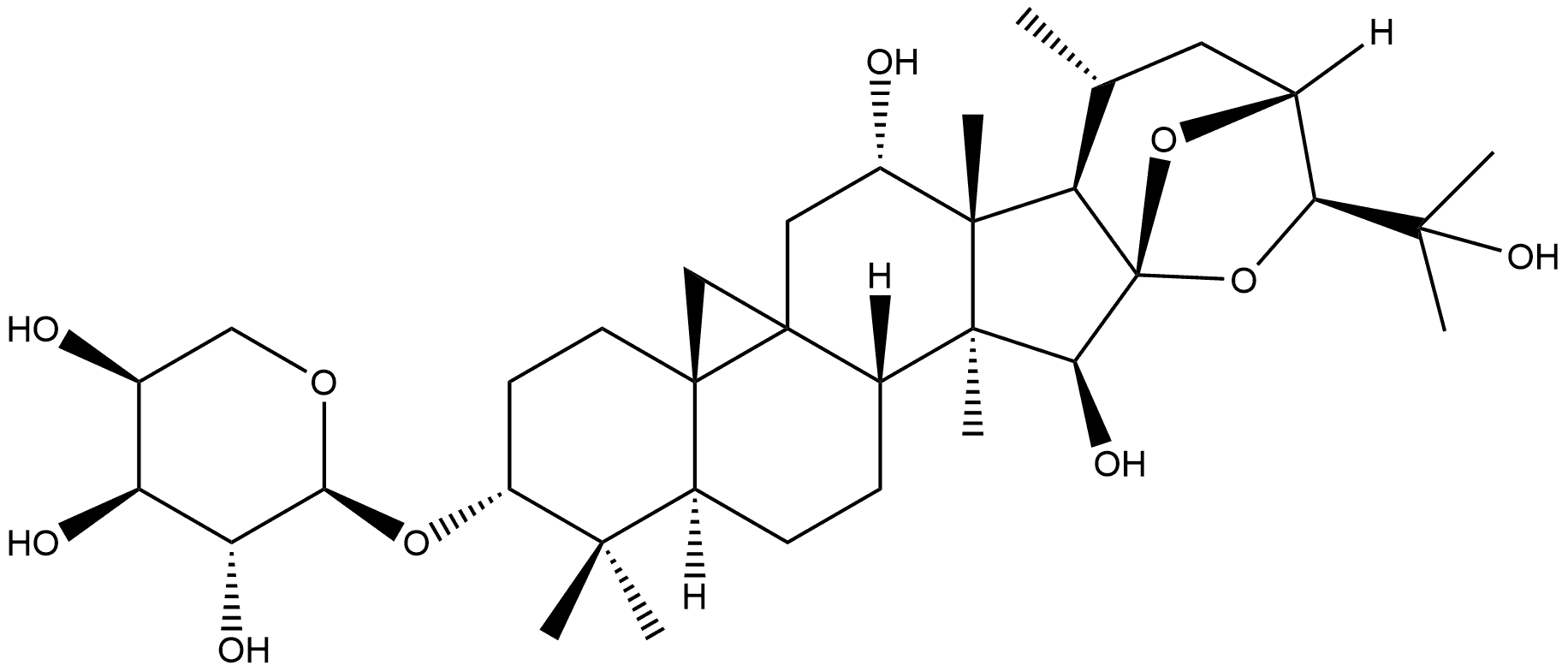 12B-羟基升麻醇-3-O-A-L-阿拉伯糖苷 (23R,24S) 结构式