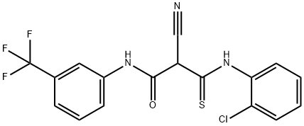 Propanamide, 3-[(2-chlorophenyl)amino]-2-cyano-3-thioxo-N-[3-(trifluoromethyl)phenyl]- 结构式