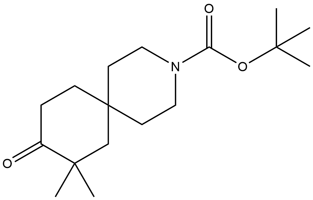 1,1-Dimethylethyl 8,8-dimethyl-9-oxo-3-azaspiro[5.5]undecane-3-carboxylate 结构式