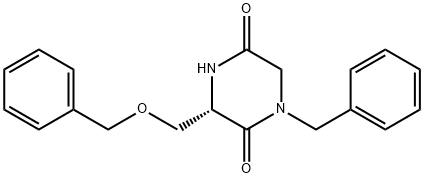 2,5-Piperazinedione, 3-[(phenylmethoxy)methyl]-1-(phenylmethyl)-, (3S)- 结构式