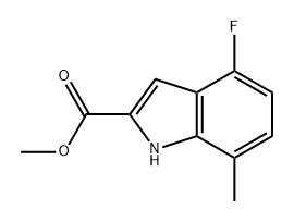 4-氟-7-甲基吲哚-2-甲酸甲酯 结构式