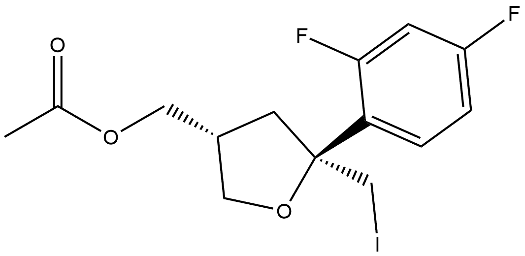 3-Furanmethanol, 5-(2,4-difluorophenyl)tetrahydro-5-(iodomethyl)-, acetate, (2R-cis)- (9CI) 结构式