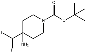 4-氨基-4-(二氟甲基)哌啶-1-甲酸叔丁酯 结构式