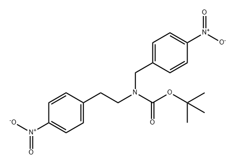 N-叔丁氧基羰基-N-(2-(4-硝基苯基)乙基)-N-(4-硝基苄基)胺 结构式