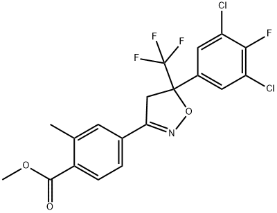 4-[5-(3,5-二氯-4-氟苯基)-5-(三氟甲基)-4,5-二氢-3-异噁唑基]-2-甲基苯甲酸甲酯 结构式