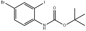 (4-溴-2-碘苯基)氨基甲酸叔丁酯 结构式