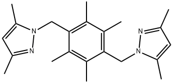 1,1'-(((2,3,5,6-四甲基-1,4-亚苯基)双(亚甲基))双(3,5-二甲基-1H-吡唑) 结构式