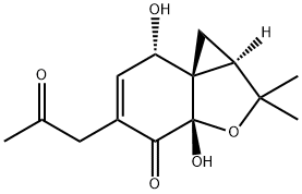 1H,7H-Cyclopropa[c]benzofuran-4(3aH)-one, 1a,2-dihydro-3a,7-dihydroxy-2,2-dimethyl-5-(2-oxopropyl)-, (1aR,3aS,7S,7aS)- (9CI) 结构式