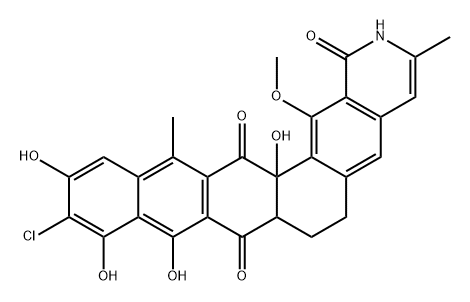 Naphthaceno[2,1-g]isoquinoline-1,8,15(2H)-trione, 11-chloro-6,7,7a,15a-tetrahydro-9,10,12,15a-tetrahydroxy-16-methoxy-3,14-dimethyl- (9CI) 结构式