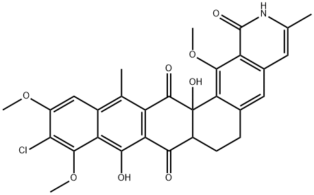 Naphthaceno[2,1-g]isoquinoline-1,8,15(2H)-trione, 11-chloro-6,7,7a,15a-tetrahydro-9,15a-dihydroxy-10,12,16-trimethoxy-3,14-dimethyl- (9CI) 结构式