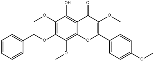 4H-1-Benzopyran-4-one, 5-hydroxy-3,6,8-trimethoxy-2-(4-methoxyphenyl)-7-(phenylmethoxy)- 结构式