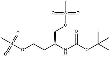 Carbamic acid, N-[(1S)-3-[(methylsulfonyl)oxy]-1-[[(methylsulfonyl)oxy]methyl]propyl]-, 1,1-dimethylethyl ester 结构式