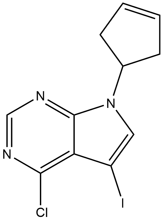 4-chloro-7-(cyclopent-3-en-1-yl)-5-iodo-7H-pyrrolo[2,3-d]pyrimidine 结构式