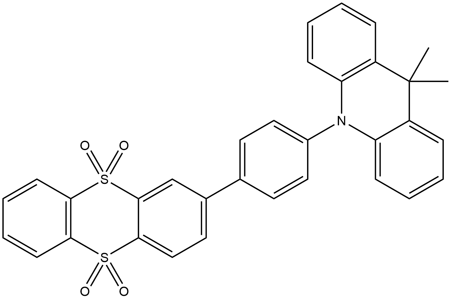 2-(4-(9,9-dimethylacridin-10(9H)-yl)phenyl)thianthrene 5,5,10,10-tetraoxide 结构式