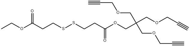 乙基3-((3-氧代-3-(3-(丙-2-炔-1-基氧基)-2,2-双((丙-2-炔-1-基氧基)甲基)丙氧基)丙基)二硫)丙酸 结构式