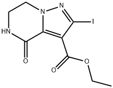 ethyl 2-iodo-4-oxo-4,5,6,7-tetrahydropyrazolo[1,5-a]pyrazine-3-carboxylate 结构式