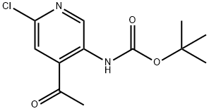 N-(4-乙酰基-6-氯-3-吡啶基)氨基甲酸叔丁酯 结构式