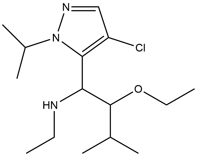 {1-[4-chloro-1-(propan-2-yl)-1H-pyrazol-5-yl]-2-ethoxy-3-methylbutyl}(ethyl)amine 结构式