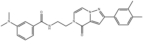 3-(Dimethylamino)-N-{2-[2-(3,4-dimethylphenyl)-4-oxopyrazolo[1,5-a]pyrazin-5(4H)-yl]ethyl}benzamide 结构式