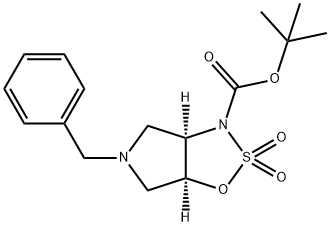 Pyrrolo[3,4-d]-1,2,3-oxathiazole-3(3aH)-carboxylic acid, tetrahydro-5-(phenylmethyl)-, 1,1-dimethylethyl ester, 2,2-dioxide, (3aR,6aS)- 结构式